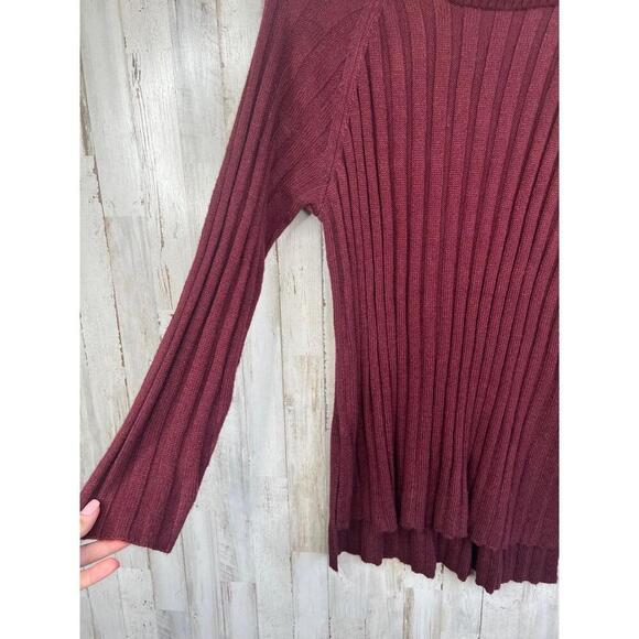 Sanctuary Burgundy Ribbed Long Sleeve Turtleneck Tunic Sweater Size M Sugar Plum - Picture 3 of 12